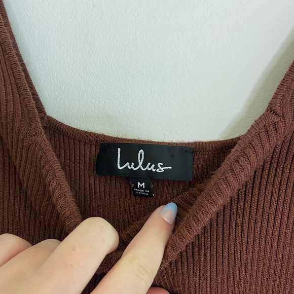 BNWOT Lulus chocolate brown ribbed top - Picture 2 of 4